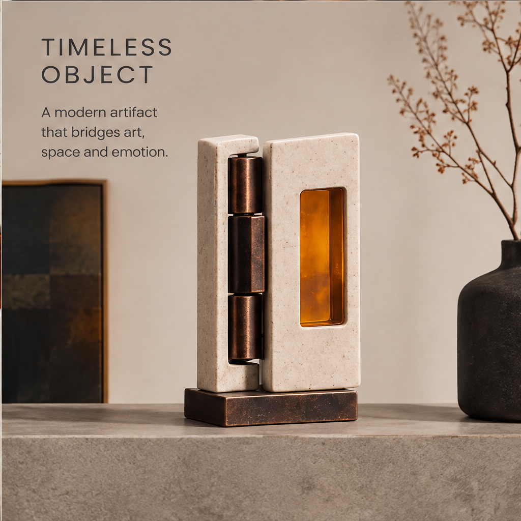 The Otherworldly Reality Museum – Hinge Stone Amber Glass Art Sculpture