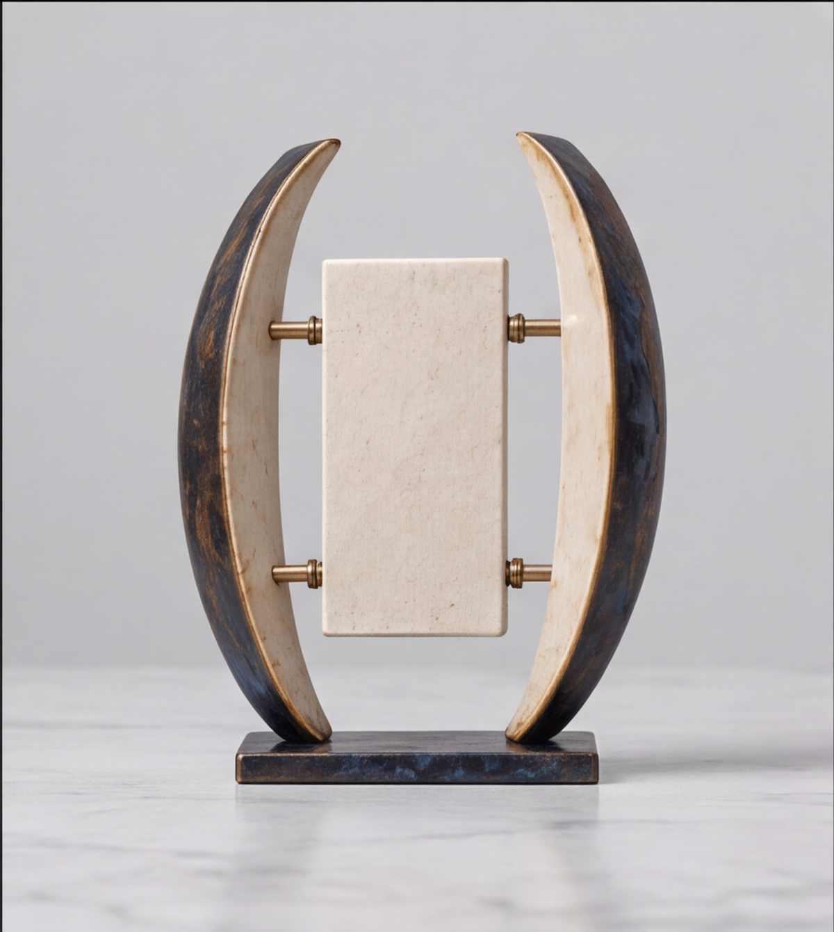 A Modern Artifact – Dual Arc Stone Art Sculpture