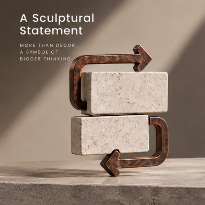 The Exchange – Dual Arrow Stone Art Sculpture