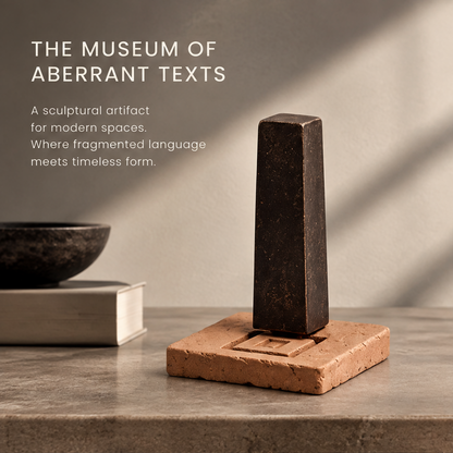 The Museum of Aberrant Texts – Dark Stone Obelisk Clay Base Art Sculpture