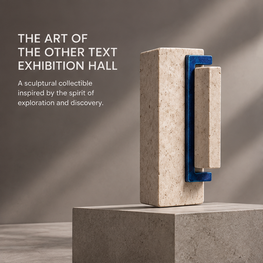 The Exhibition Hall – Stone & Blue Frame Art Sculpture