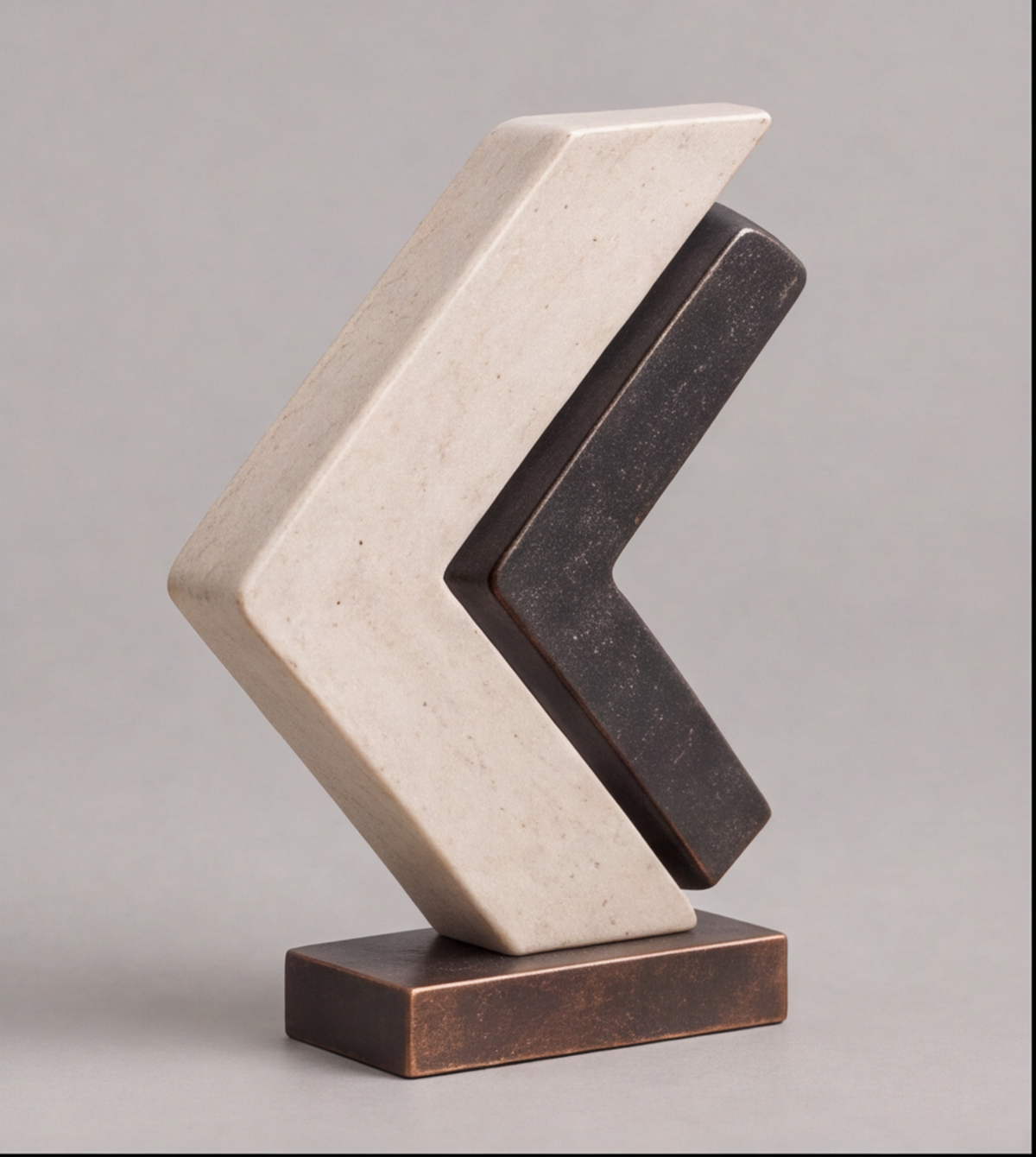The Paradox in Form – Dual Chevron Stone Art Sculpture