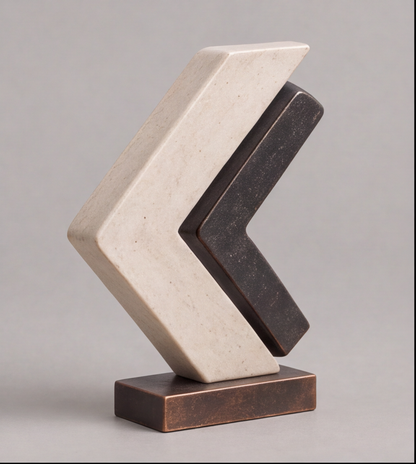The Paradox in Form – Dual Chevron Stone Art Sculpture