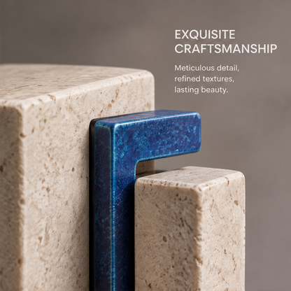The Exhibition Hall – Stone & Blue Frame Art Sculpture