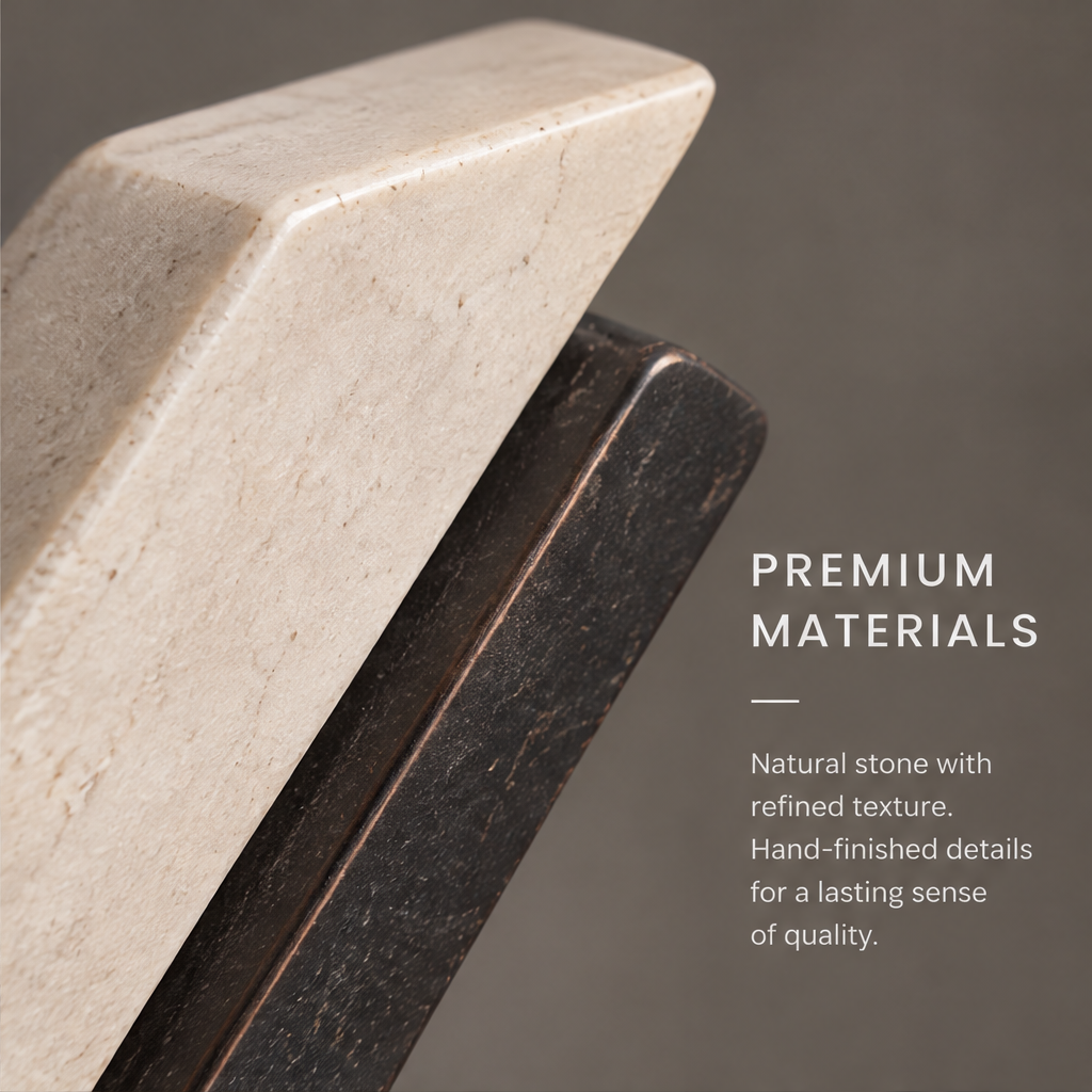 The Paradox in Form – Dual Chevron Stone Art Sculpture