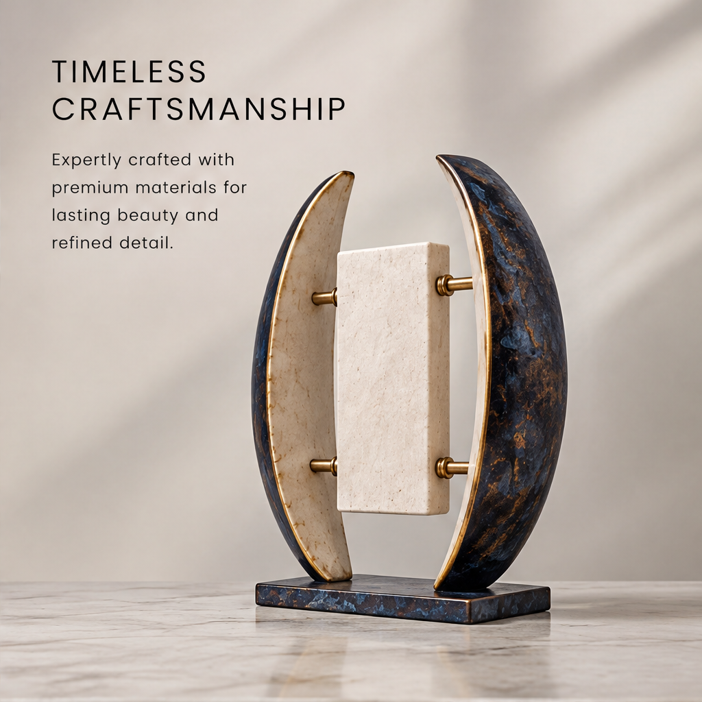 A Modern Artifact – Dual Arc Stone Art Sculpture
