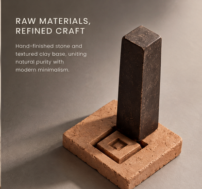The Museum of Aberrant Texts – Dark Stone Obelisk Clay Base Art Sculpture