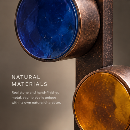 The Otherworldly Museum – Bronze Column Dual Glass Disc Art Sculpture