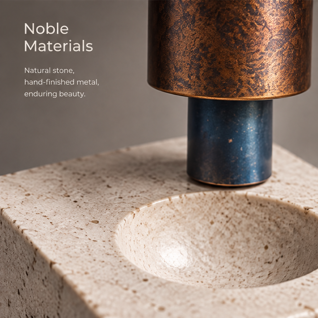 The Parallel Realities Museum – Stone & Bronze Column Art Sculpture