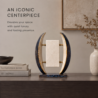 A Modern Artifact – Dual Arc Stone Art Sculpture