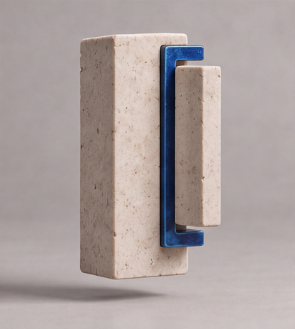 The Exhibition Hall – Stone & Blue Frame Art Sculpture