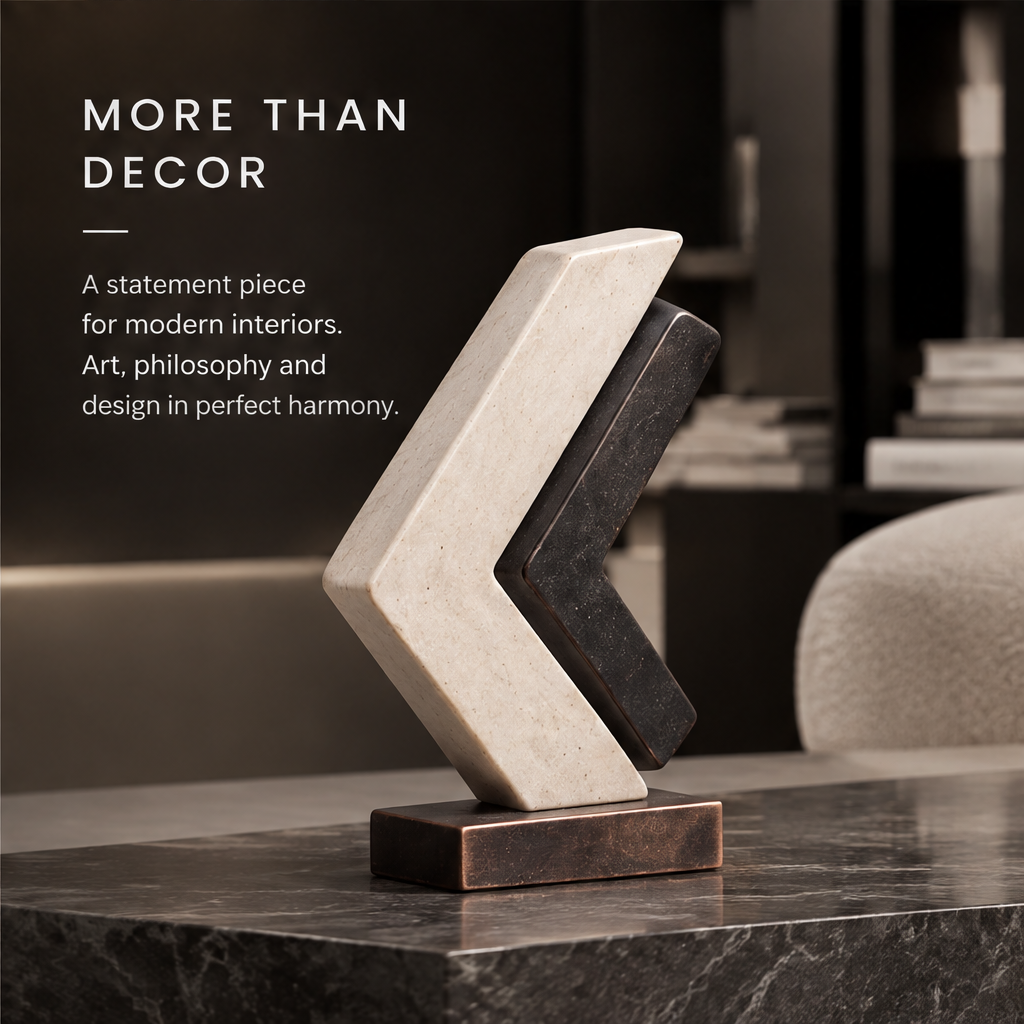The Paradox in Form – Dual Chevron Stone Art Sculpture