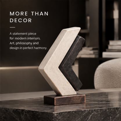 The Paradox in Form – Dual Chevron Stone Art Sculpture