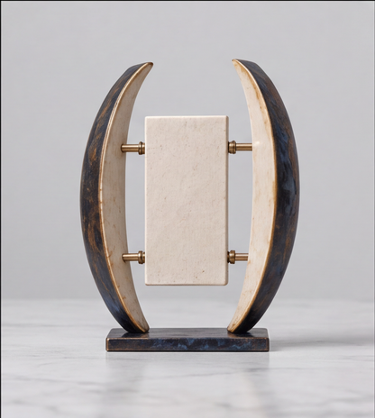 A Modern Artifact – Dual Arc Stone Art Sculpture