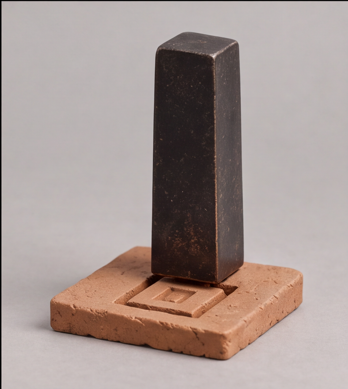 The Museum of Aberrant Texts – Dark Stone Obelisk Clay Base Art Sculpture